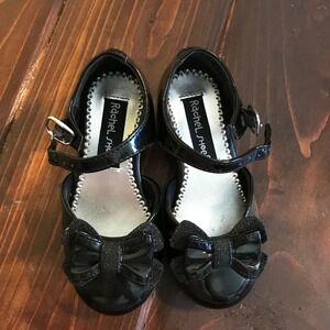 Rachel Shoes Girls Black Patent Bow Mary Jane Dress Shoes Size 8